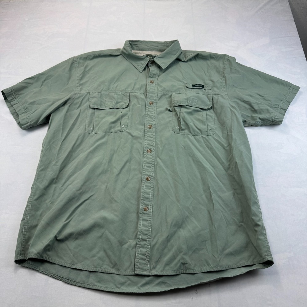 G.H. Bass & Co. Explorer Fishing Shirt Men XXL Green Mesh Lined Collar Button Up